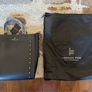 London Fog Black Women's Bag with Gold Studs